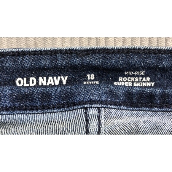 Old Navy Super Skinny Jeans Size 18 Petite Mid Rise Rockstar Factory Destroyed - Picture 5 of 16